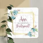 Dusty Blue Flowers Bridesmaid Puzzle - XOXOKristen