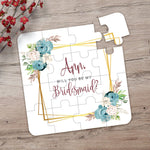 Dusty Blue Flowers Bridesmaid Puzzle - XOXOKristen