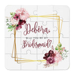 Burgundy Floral Bridesmaid Proposal Puzzle - XOXOKristen
