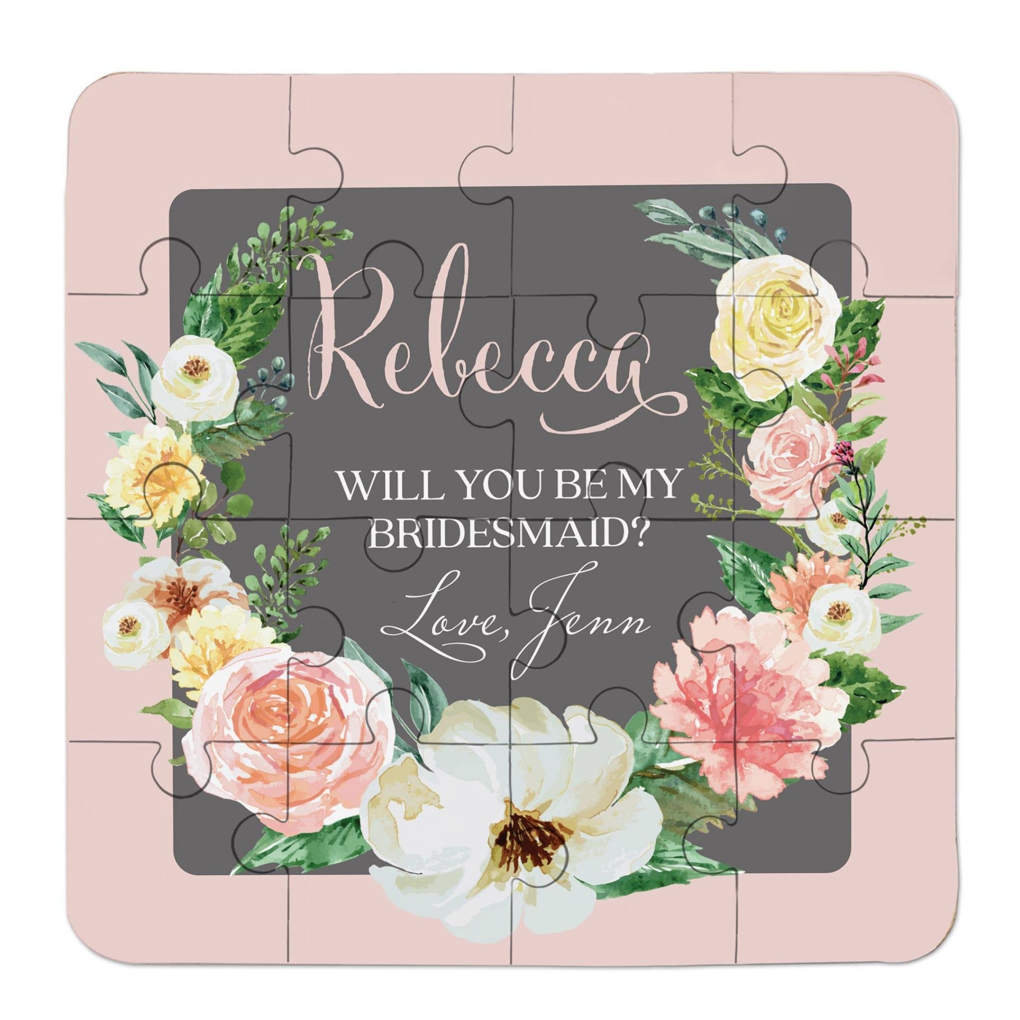 Blush and Grey Floral Wreath Puzzle - XOXOKristen