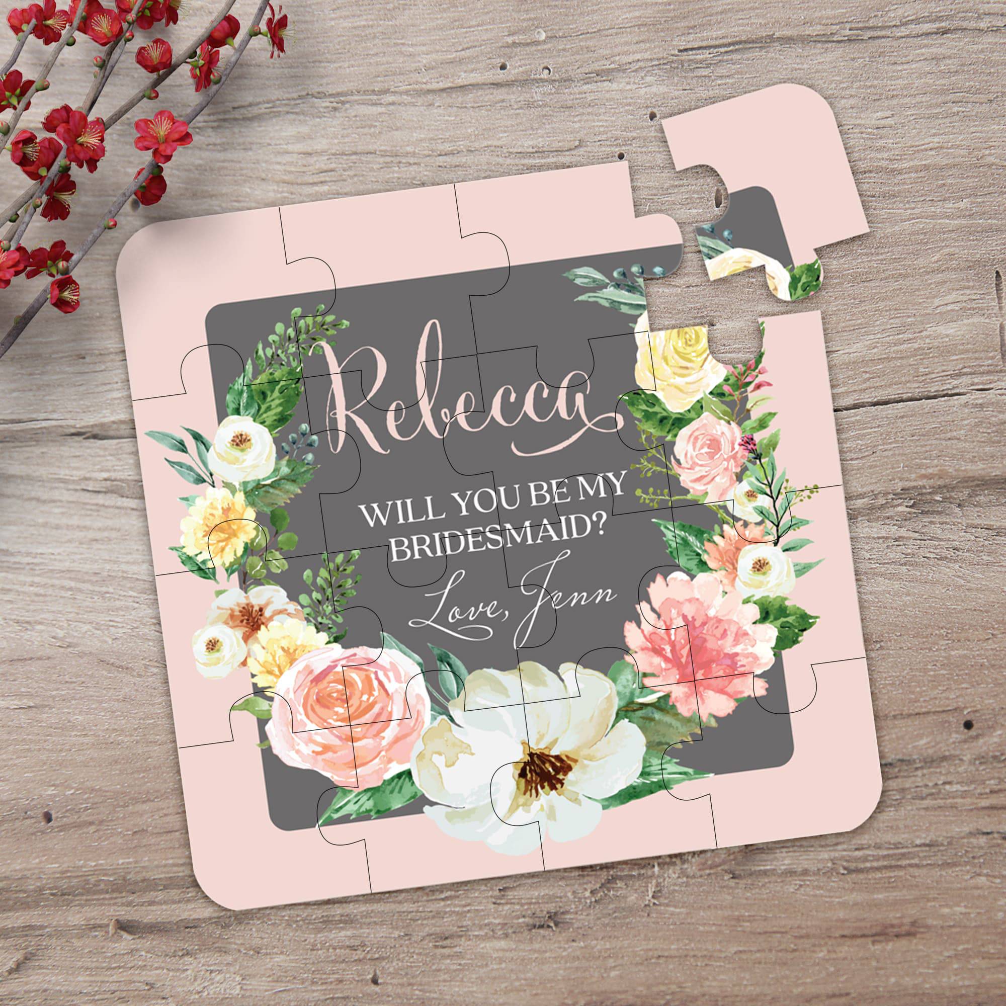 Blush and Grey Floral Wreath Puzzle - XOXOKristen