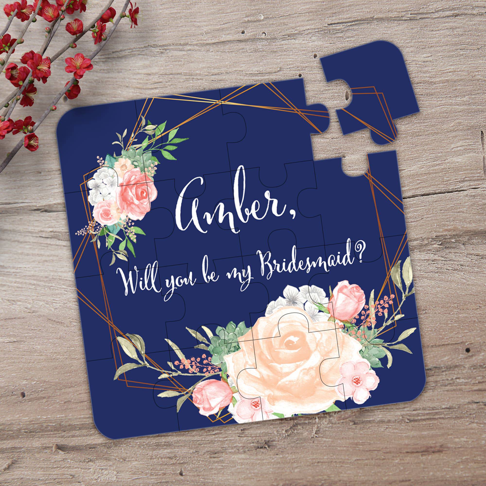 Navy & Blush Bridesmaid Puzzle - XOXOKristen
