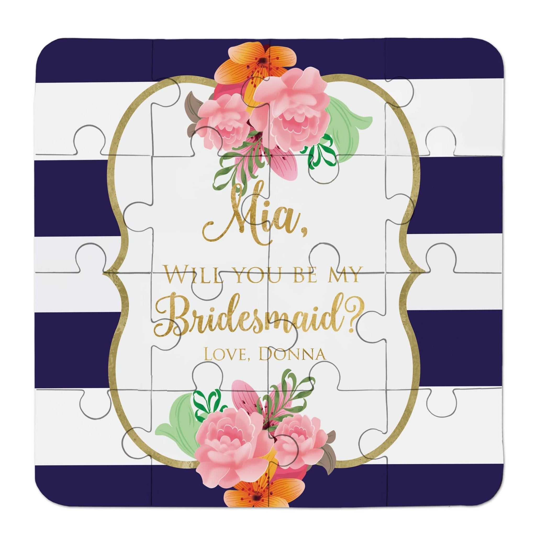 Navy and Gold Bridesmaid Puzzle - XOXOKristen