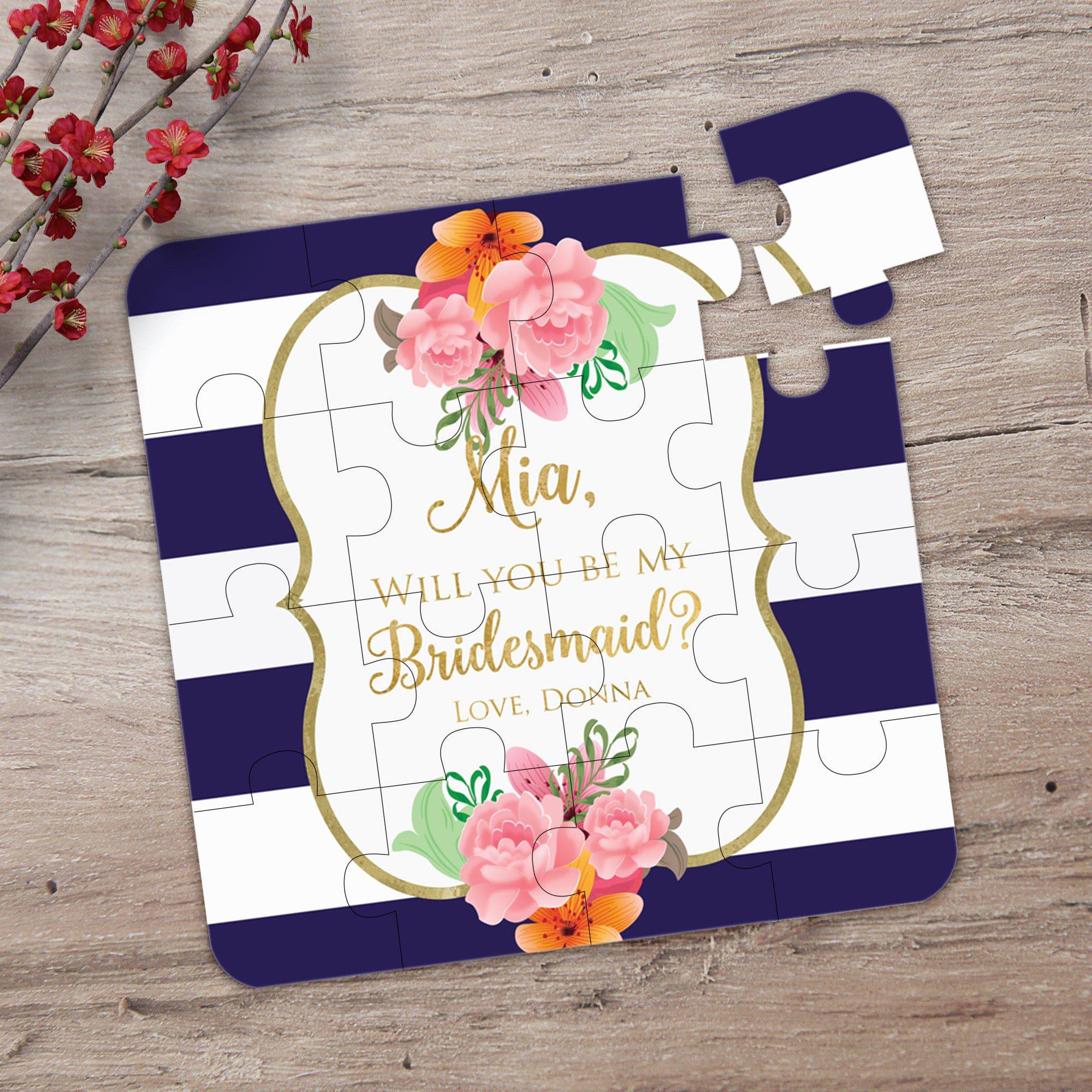 Navy and Gold Bridesmaid Puzzle - XOXOKristen