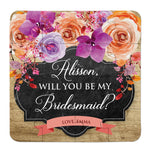 Autumn Flowers Watercolor Bridesmaid Puzzle - XOXOKristen