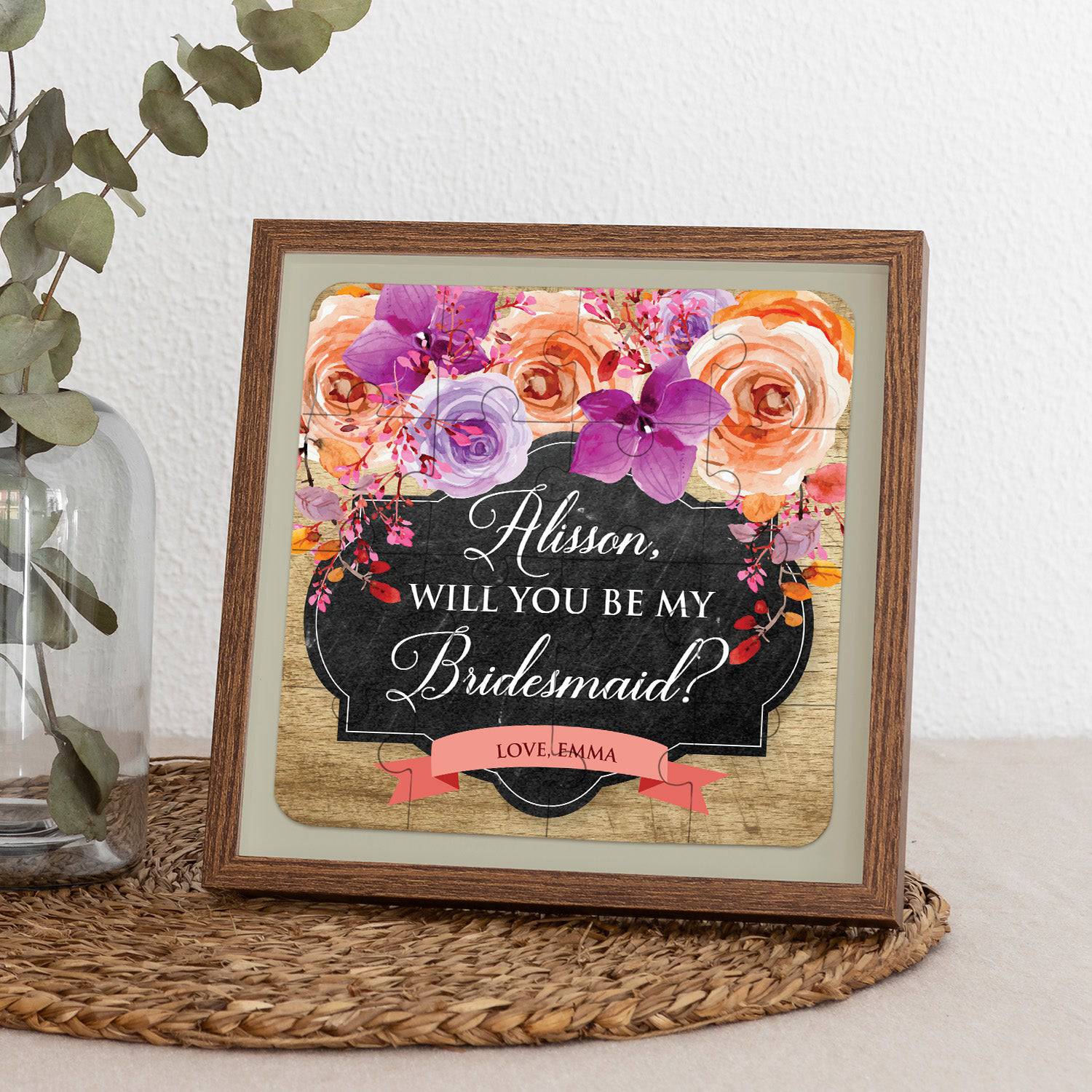 Autumn Flowers Watercolor Bridesmaid Puzzle - XOXOKristen
