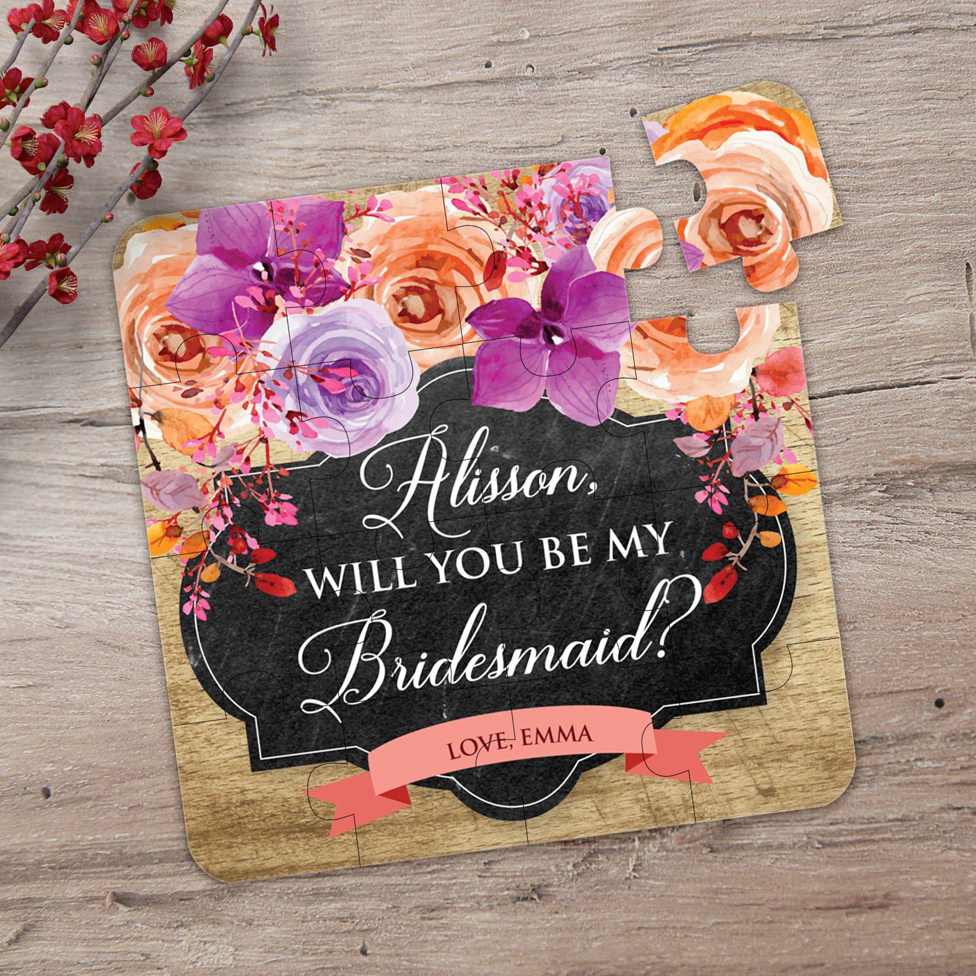 Autumn Flowers Watercolor Bridesmaid Puzzle - XOXOKristen