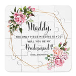 Dusty Pink Geometric Frame Personalized Bridesmaid Puzzle Proposal - XOXOKristen
