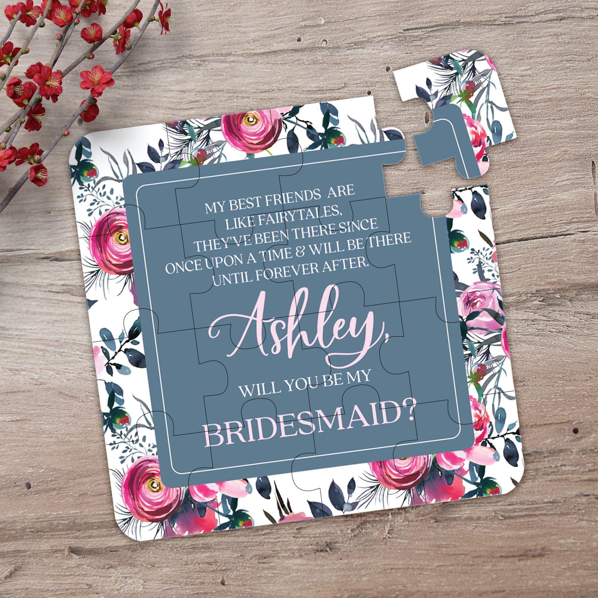 Dusty Blue Best Friends Bridesmaid Puzzle - XOXOKristen