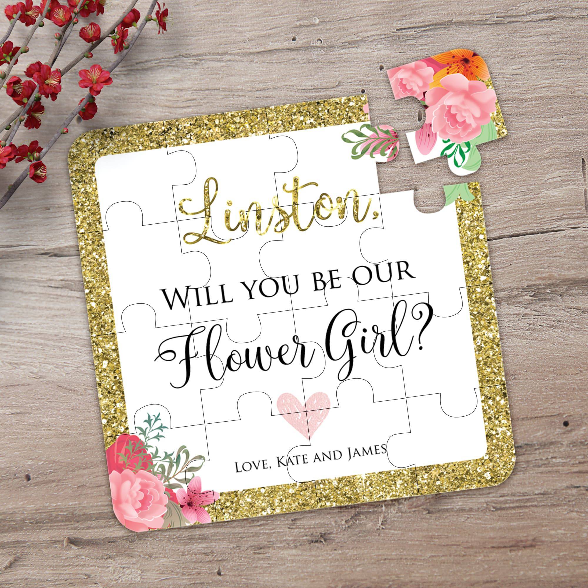 Gold Glitter Flower Girl Puzzle - XOXOKristen