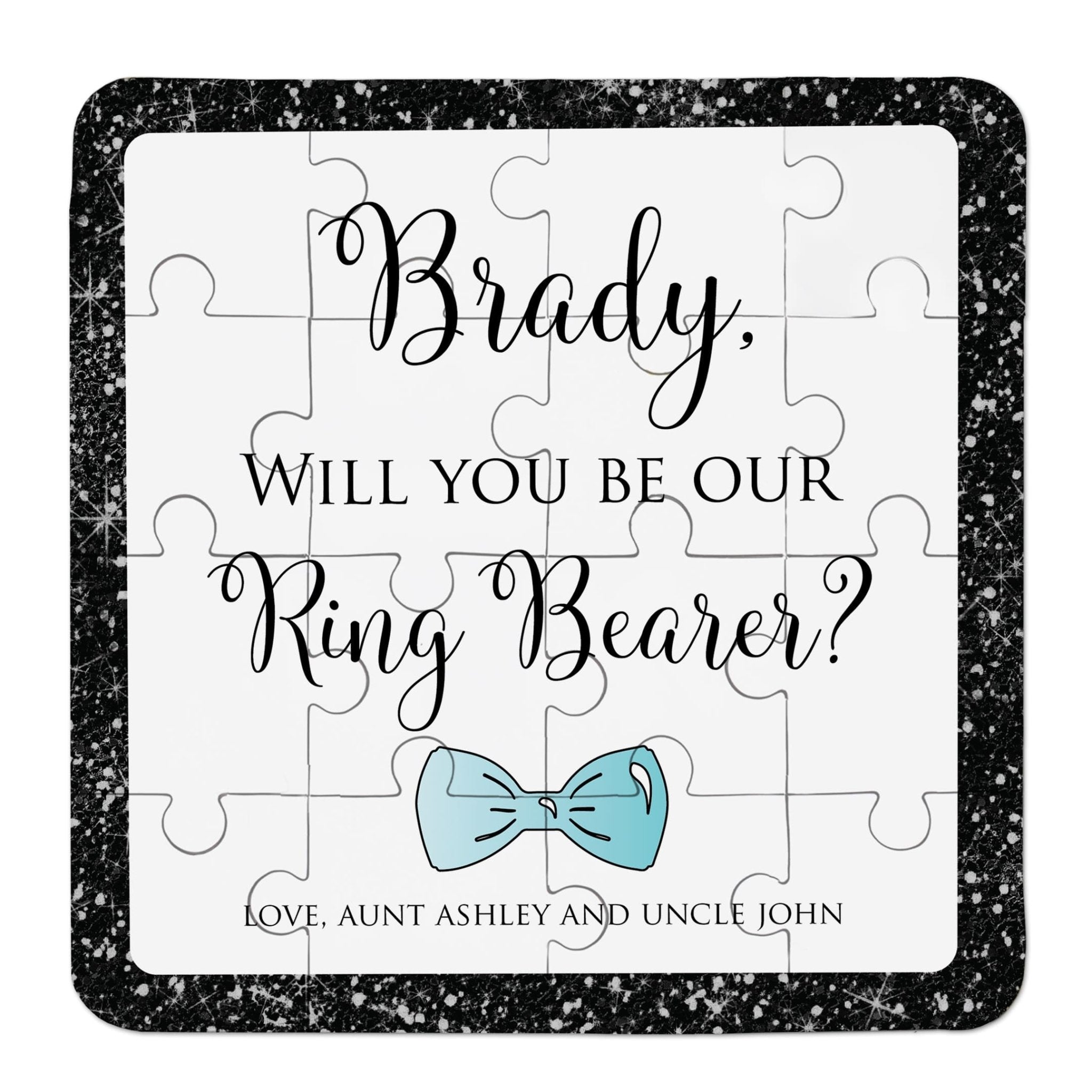 Black Glitter Ring Bearer Puzzle - XOXOKristen