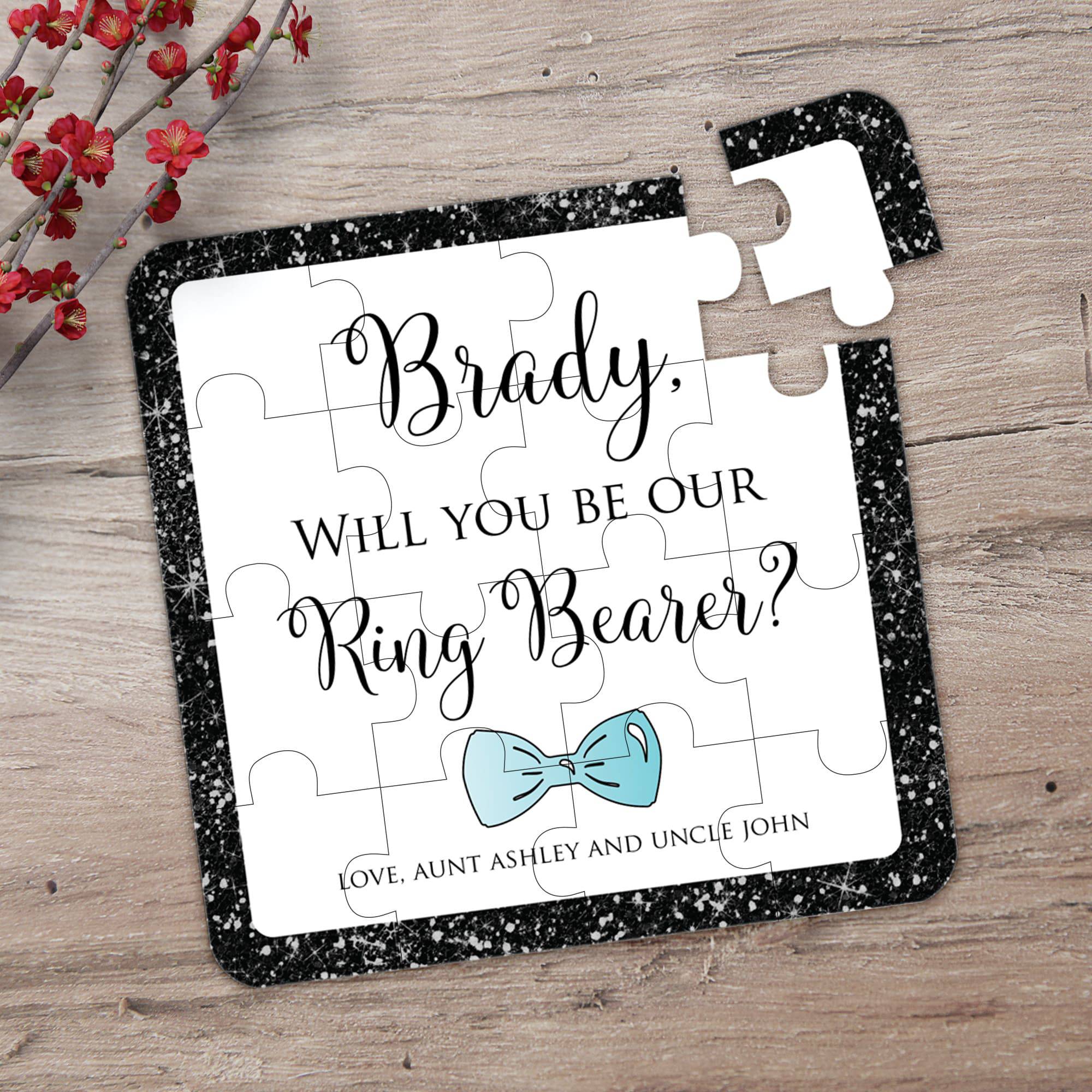 Black Glitter Ring Bearer Puzzle - XOXOKristen