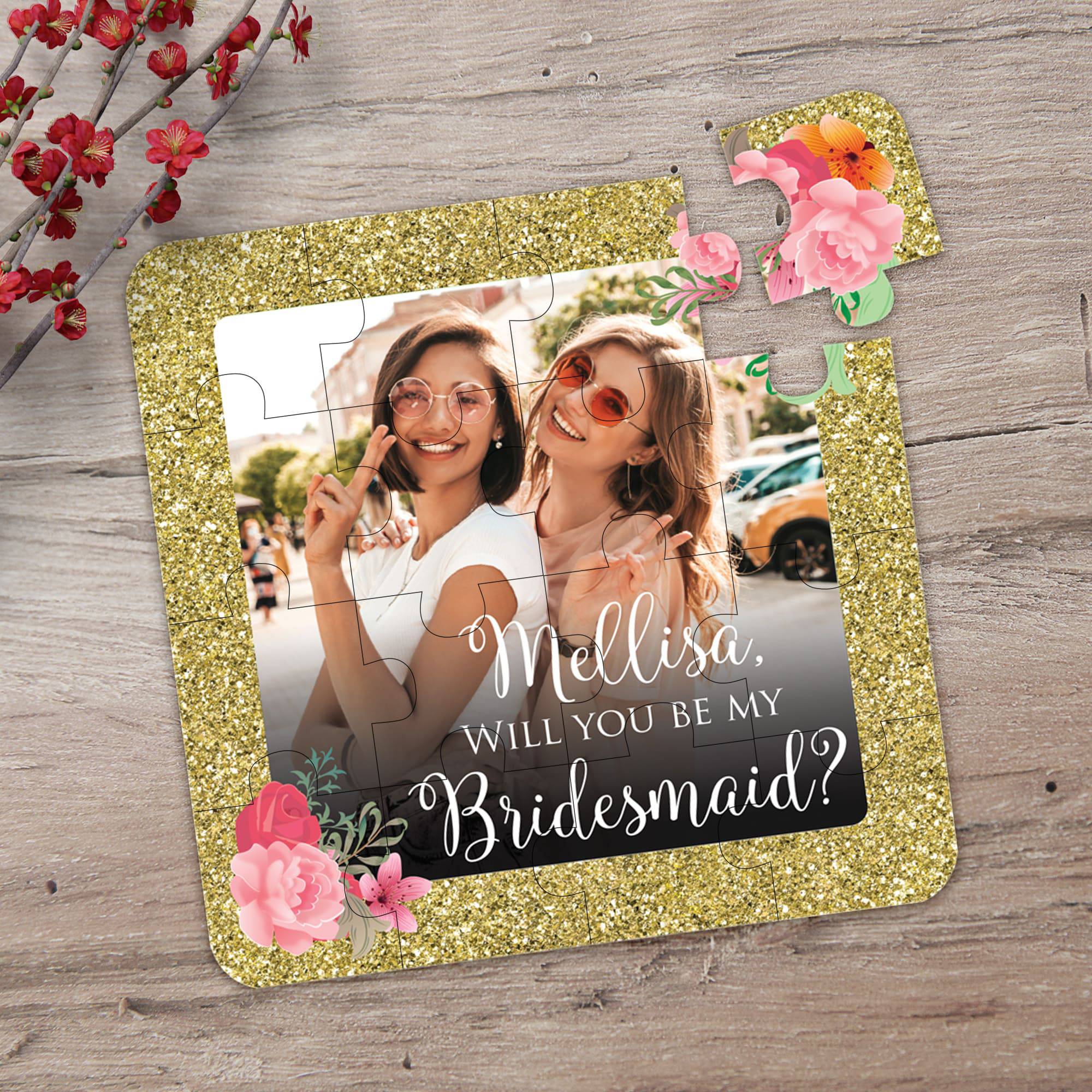 Glitter Bridesmaid Puzzle with Photo - XOXOKristen
