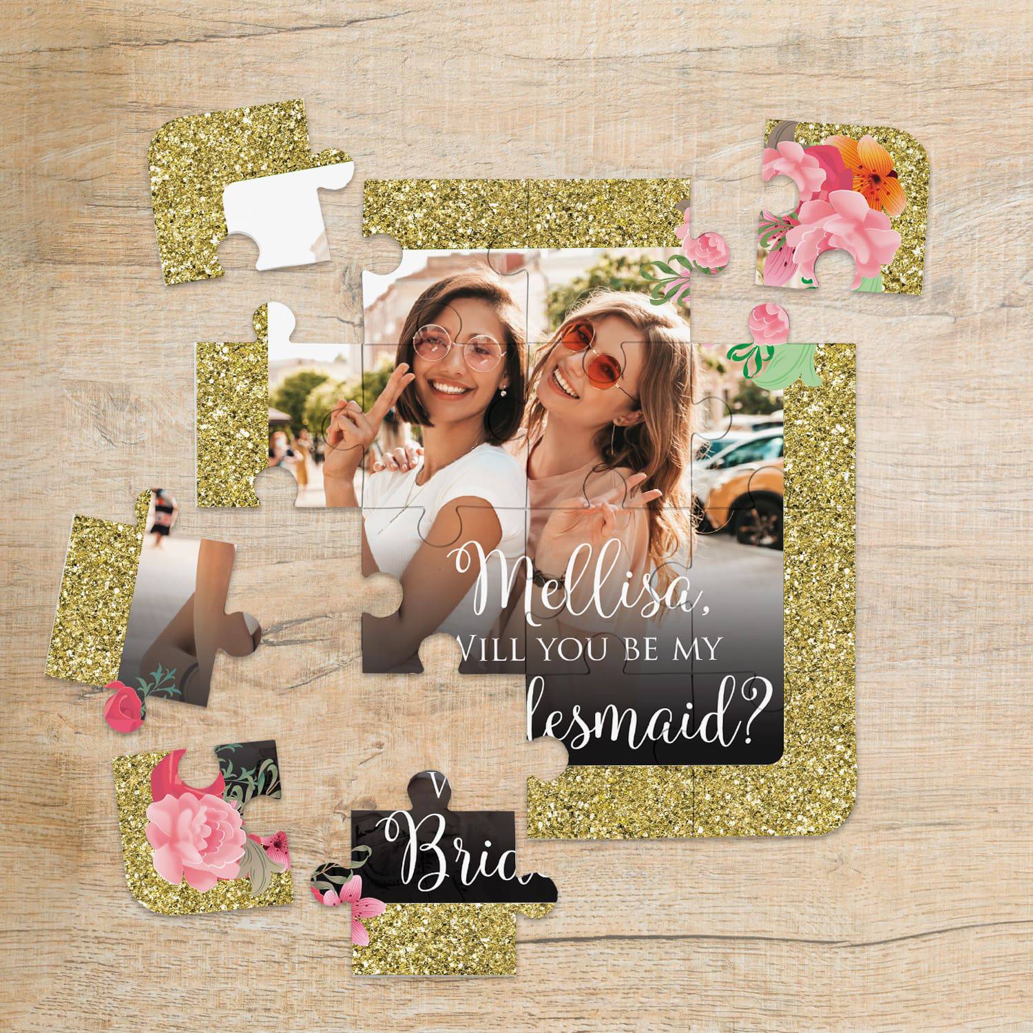 Glitter Bridesmaid Puzzle with Photo - XOXOKristen