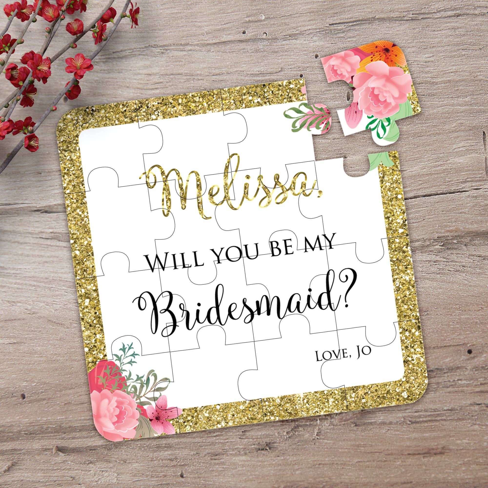 Gold Glitter Bridesmaid Puzzle - XOXOKristen