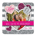 Pink and Silver Custom Photo Bridesmaid Proposal Puzzle - XOXOKristen