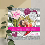 Pink and Silver Custom Photo Bridesmaid Proposal Puzzle - XOXOKristen