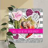 Pink and Silver Custom Photo Bridesmaid Proposal Puzzle - XOXOKristen