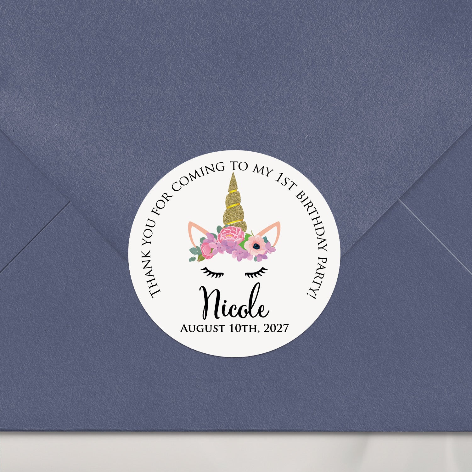 Unicorn Birthday Party Stickers - XOXOKristen