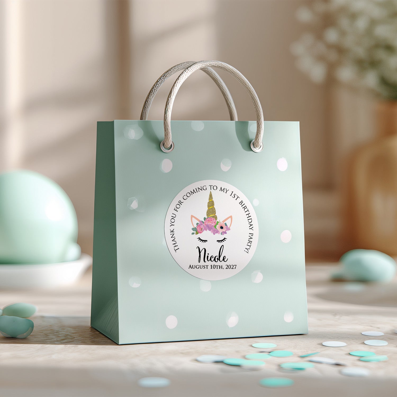 Unicorn Birthday Party Stickers - XOXOKristen