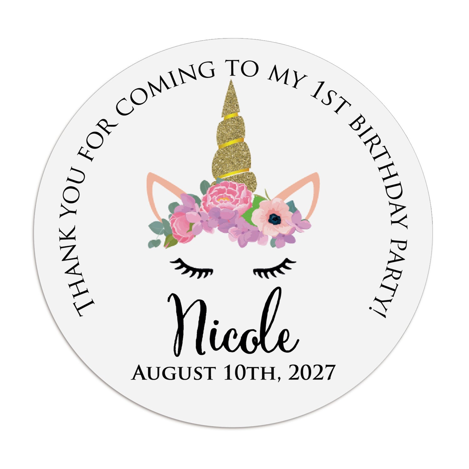 Unicorn Birthday Party Stickers - XOXOKristen