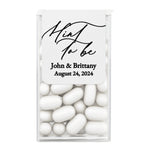 XOXOKristen personalized “Mint to Be” wedding favor label in black script and serif typography on white slightly textured cardstock-style sticker – XOXOKristen