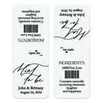 XOXOKristen personalized “Mint to Be” wedding favor label in black script and serif typography on white slightly textured cardstock-style sticker – XOXOKristen