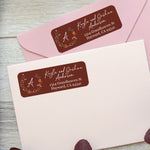 XOXOKristen custom floral return address labels on pastel pink envelopes, showing soft botanical details and elegant script font - XOXOKristen