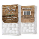 XOXOKristen custom wedding Tic Tac labels featuring wood texture design with fairy lights, rustic country theme for personalized mint favors.
