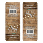 XOXOKristen single Mint to Be wedding sticker in rustic wooden style with fairy lights, custom label for Tic Tac wedding favors.