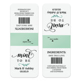 Single custom Tic Tac wrapper label with mint green accent, tailored wedding favor sticker for elegant party gifts.
