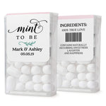 Custom Mint To Be Tic Tac labels in pink and white, unique design for weddings, anniversaries, and bridal showers.