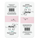 Single custom-made pink and white Tic Tac sticker, tailored for wedding favors, baby showers, and Valentine’s Day gifts.