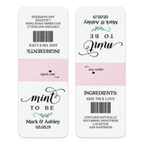 Single custom-made pink and white Tic Tac sticker, tailored for wedding favors, baby showers, and Valentine’s Day gifts.