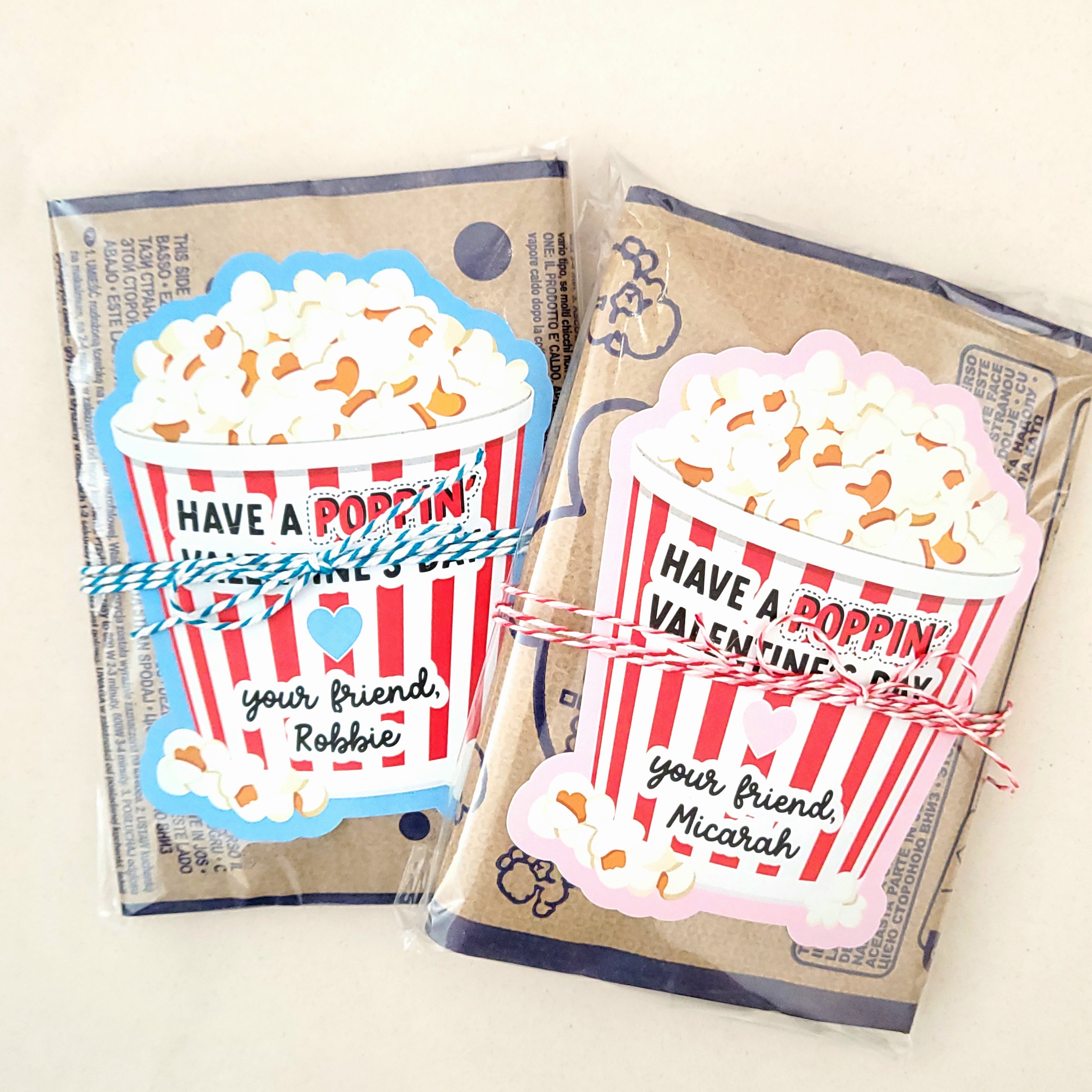 Personalized Valentine's Day Popcorn Stickers for Kids - XOXOKristen