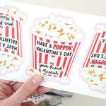 Personalized Valentine's Day Popcorn Stickers for Kids - XOXOKristen