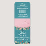 XOXOKristen single custom Tic Tac wedding label with teal and blush design, floral garland details, and Mint to Be message for favors.