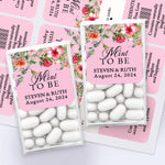 XOXOKristen custom wedding favor Tic Tac labels with romantic pink background, colorful floral accents, and elegant script typography.