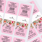 XOXOKristen single custom wedding Tic Tac label in pink with cascading flowers and classic script, personalized design for wedding favors.