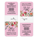 XOXOKristen personalized Mint to Be wedding stickers in blush pink with vibrant floral border, custom labels designed for Tic Tac favor boxes.