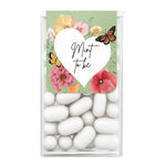 XOXOKristen personalized “Mint to Be” Tic Tac favor sticker with pastel green background, heart cutout text, watercolor flowers, and butterflies – XOXOKristen