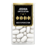 XOXOKristen personalized “Limited Edition Aged to Perfection” Tic Tac sticker with black background, gold stars, and bold white text – XOXOKristen