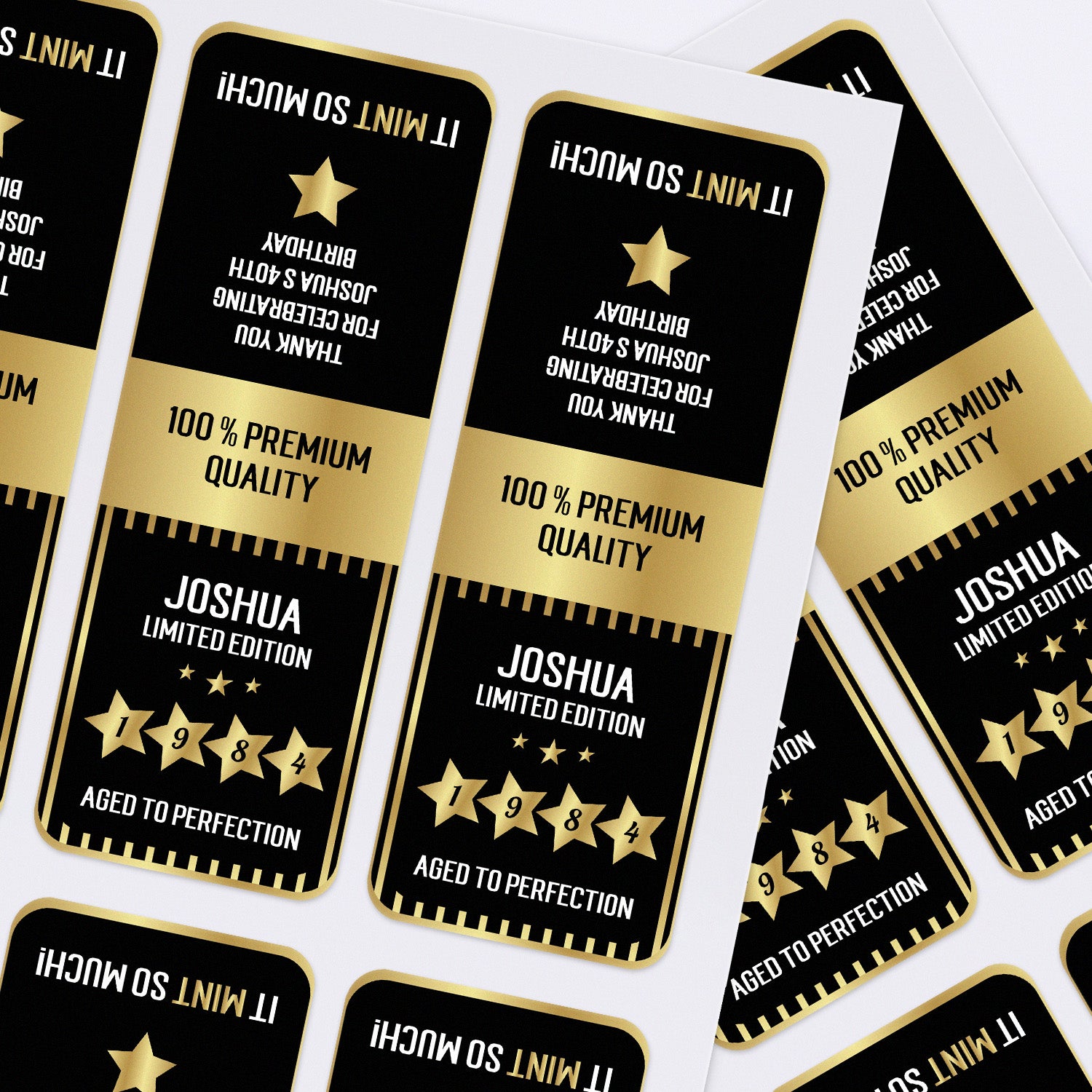 XOXOKristen printed sticker sheets with black and gold milestone birthday designs featuring bold typography and elegant accents – XOXOKristen
