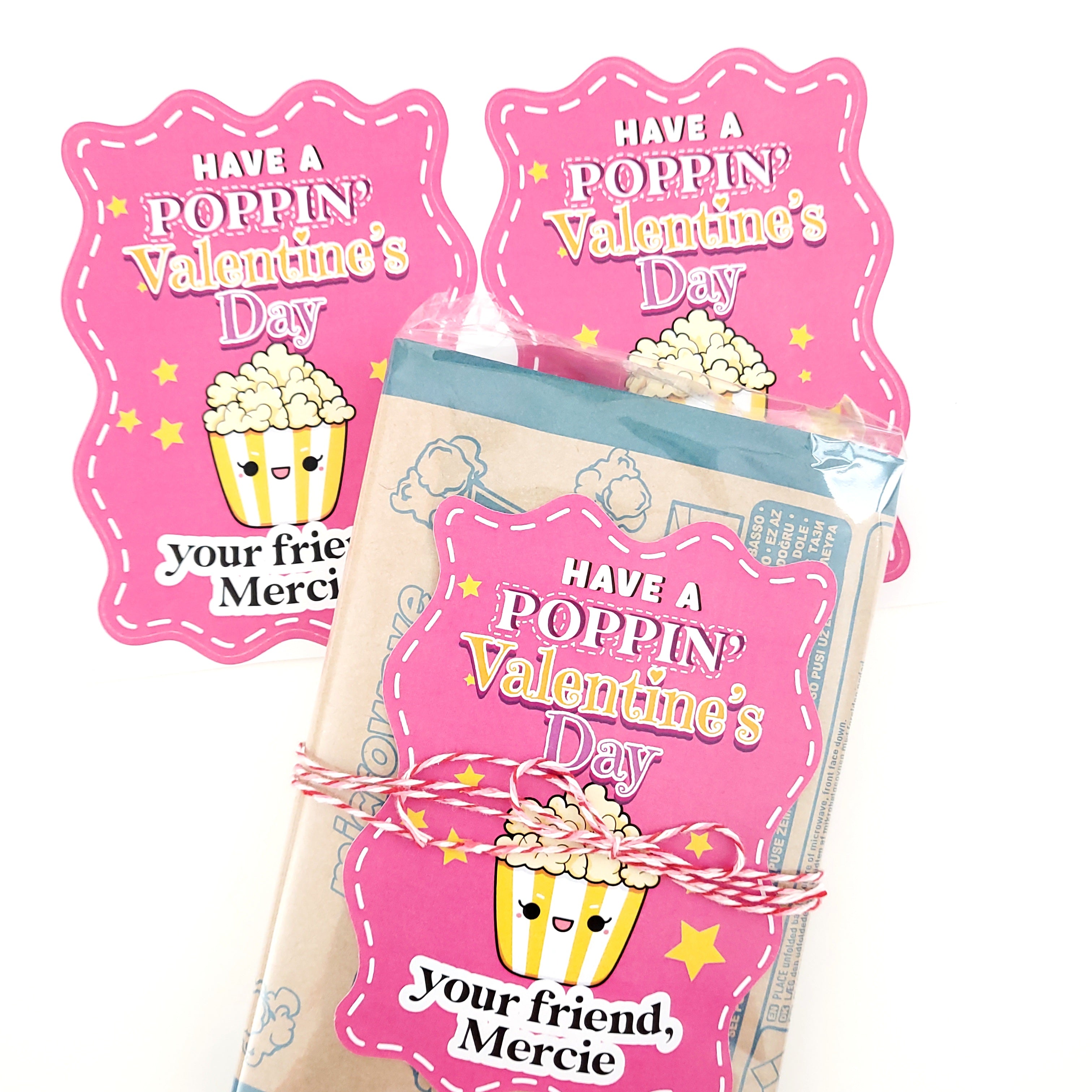 Custom Personalized Valentine Popcorn Stickers for Kids - XOXOKristen