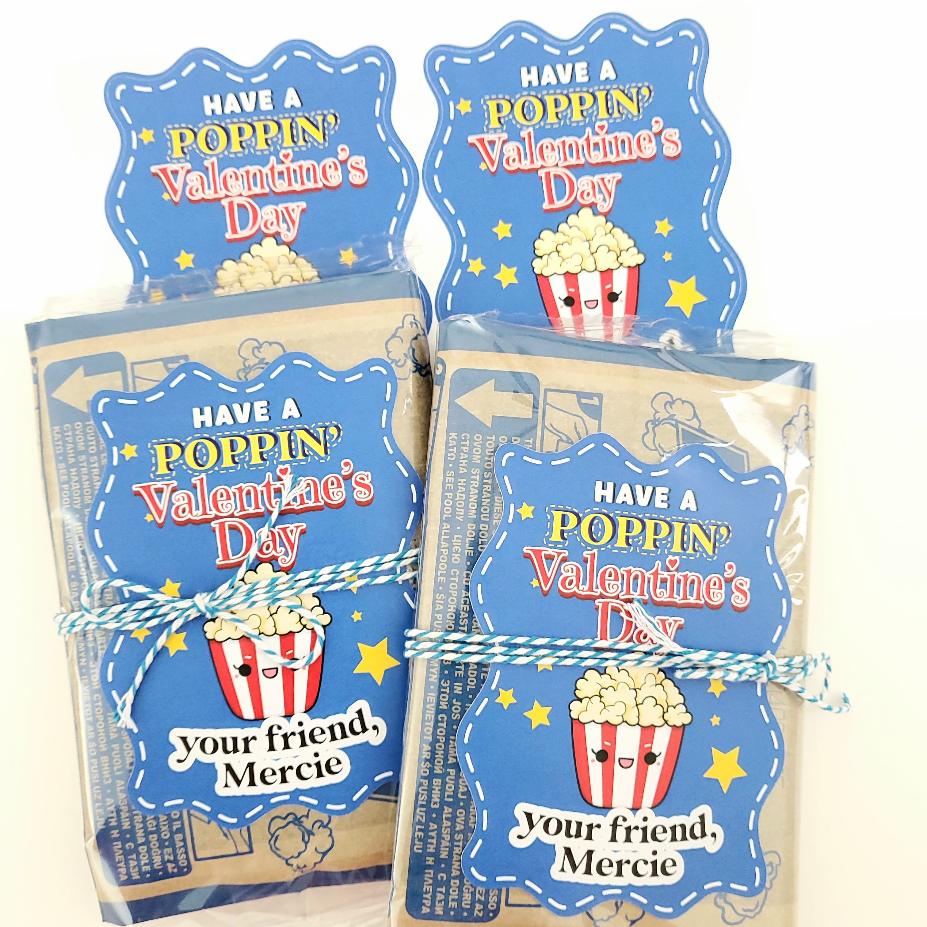 Custom Personalized Valentine Popcorn Stickers for Kids - XOXOKristen