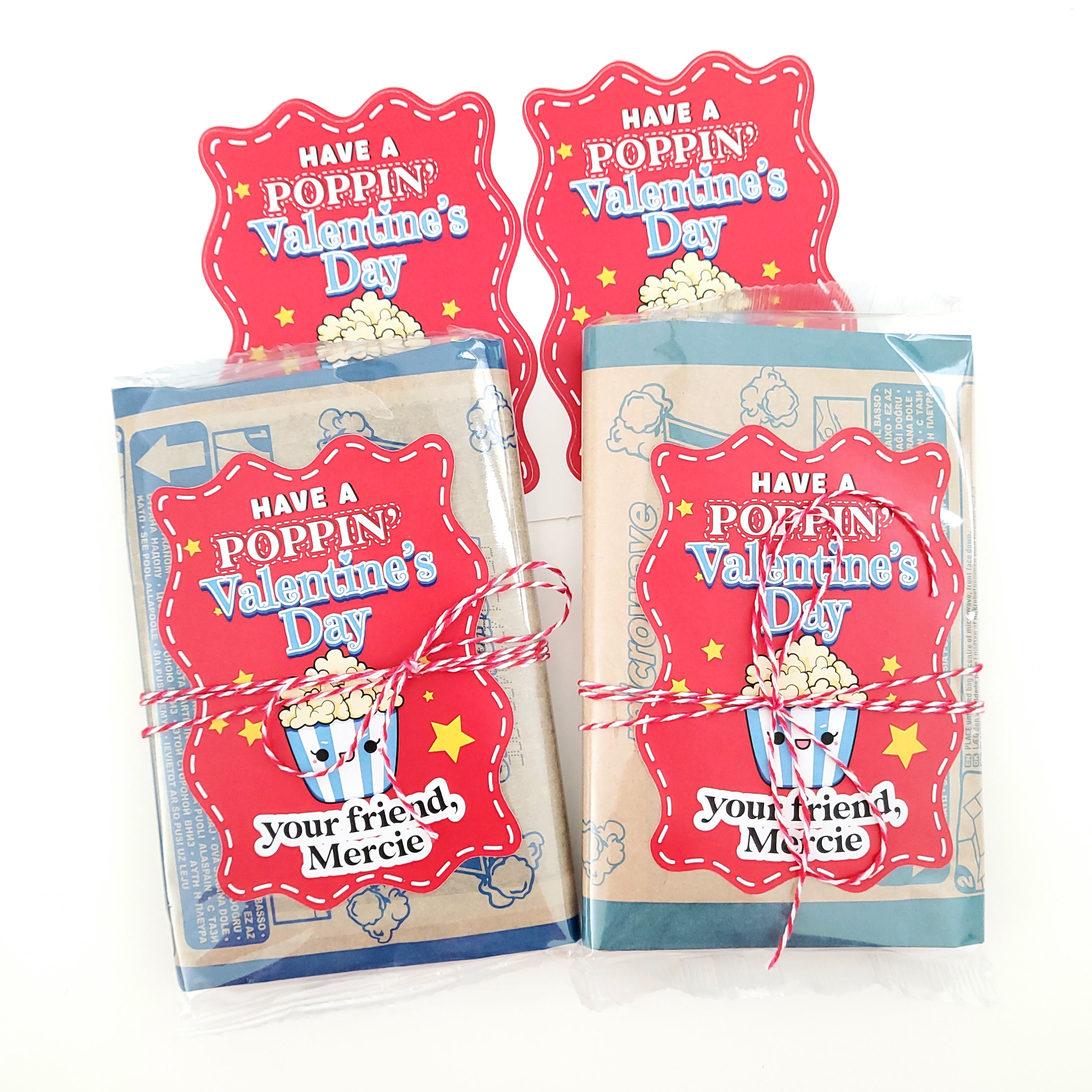 Custom Personalized Valentine Popcorn Stickers for Kids - XOXOKristen
