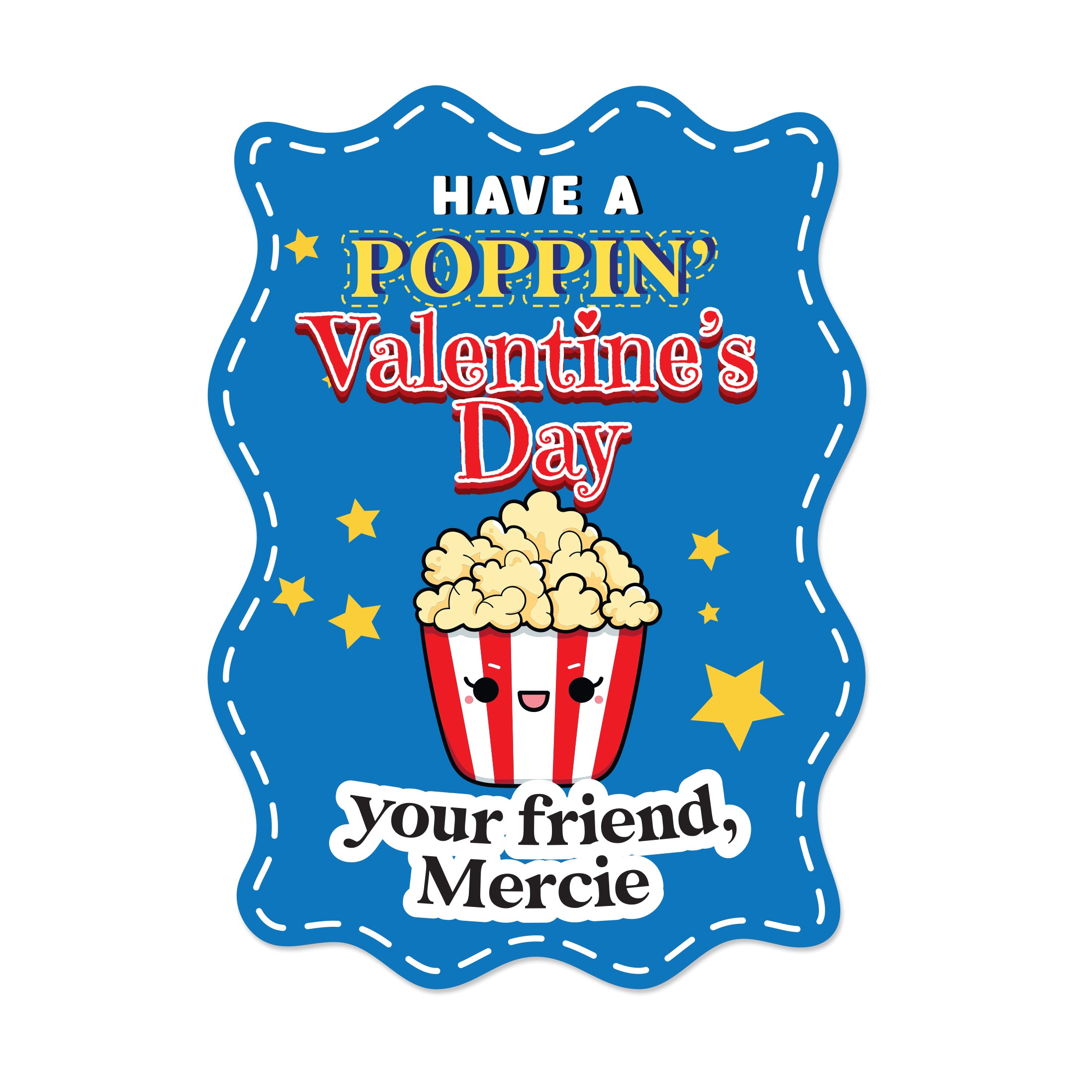 Custom Personalized Valentine Popcorn Stickers for Kids - XOXOKristen