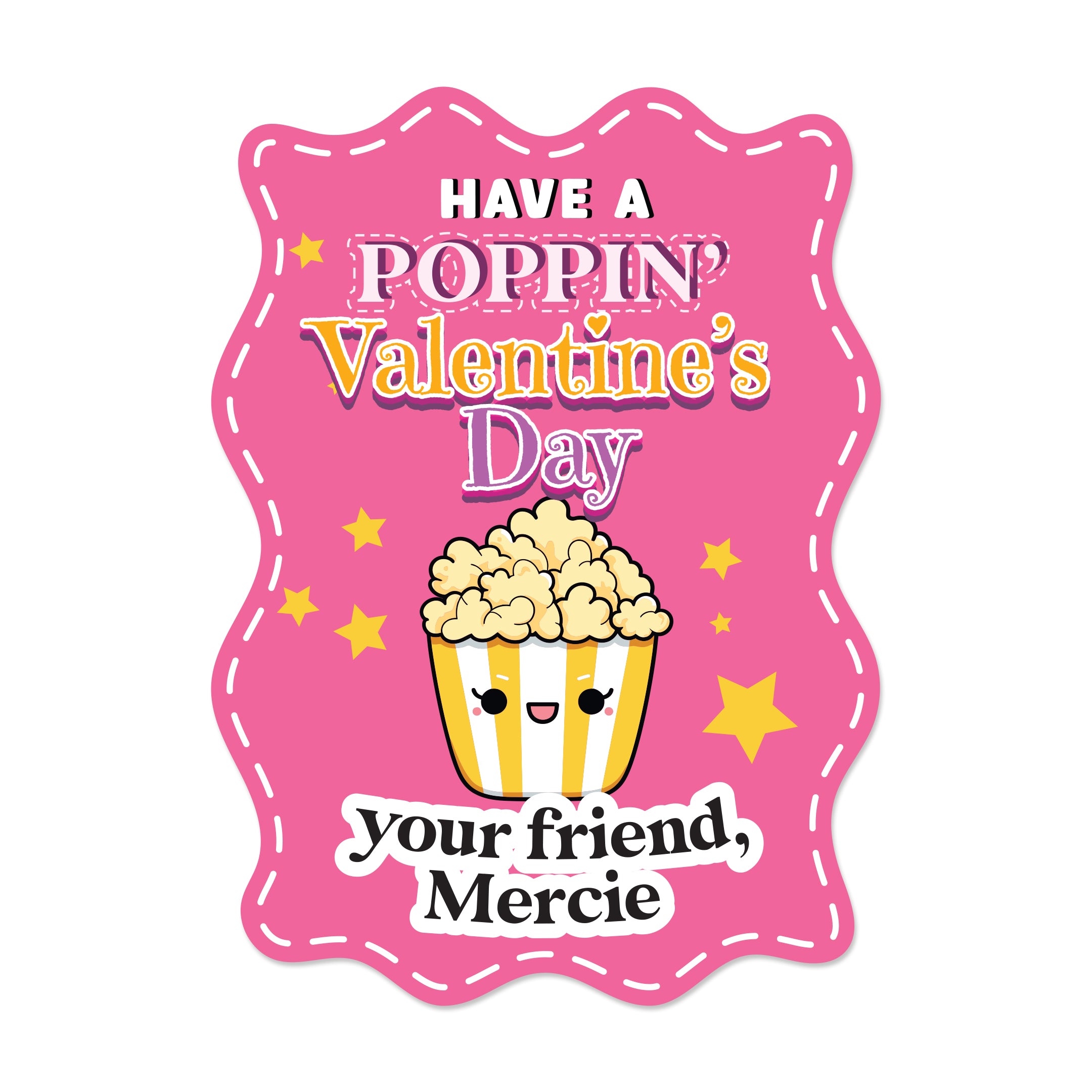 Custom Personalized Valentine Popcorn Stickers for Kids - XOXOKristen