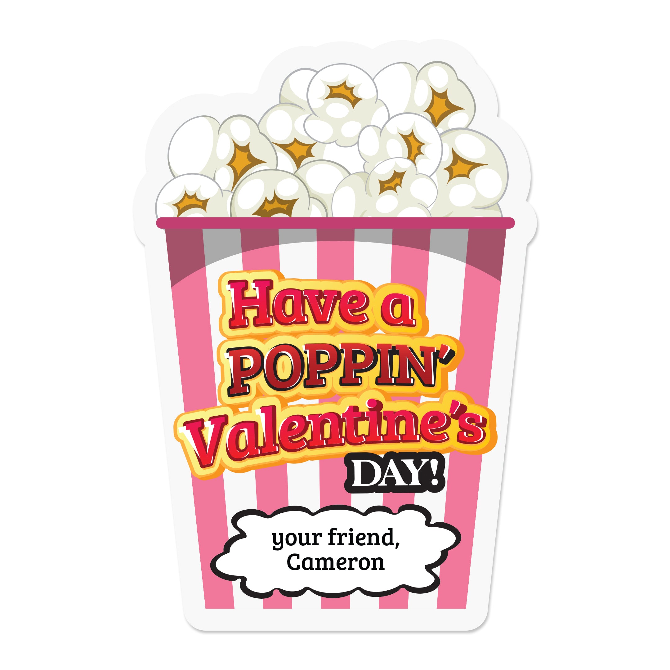 Have a Poppnin' Valentine's Day Popcorn Stickers - XOXOKristen