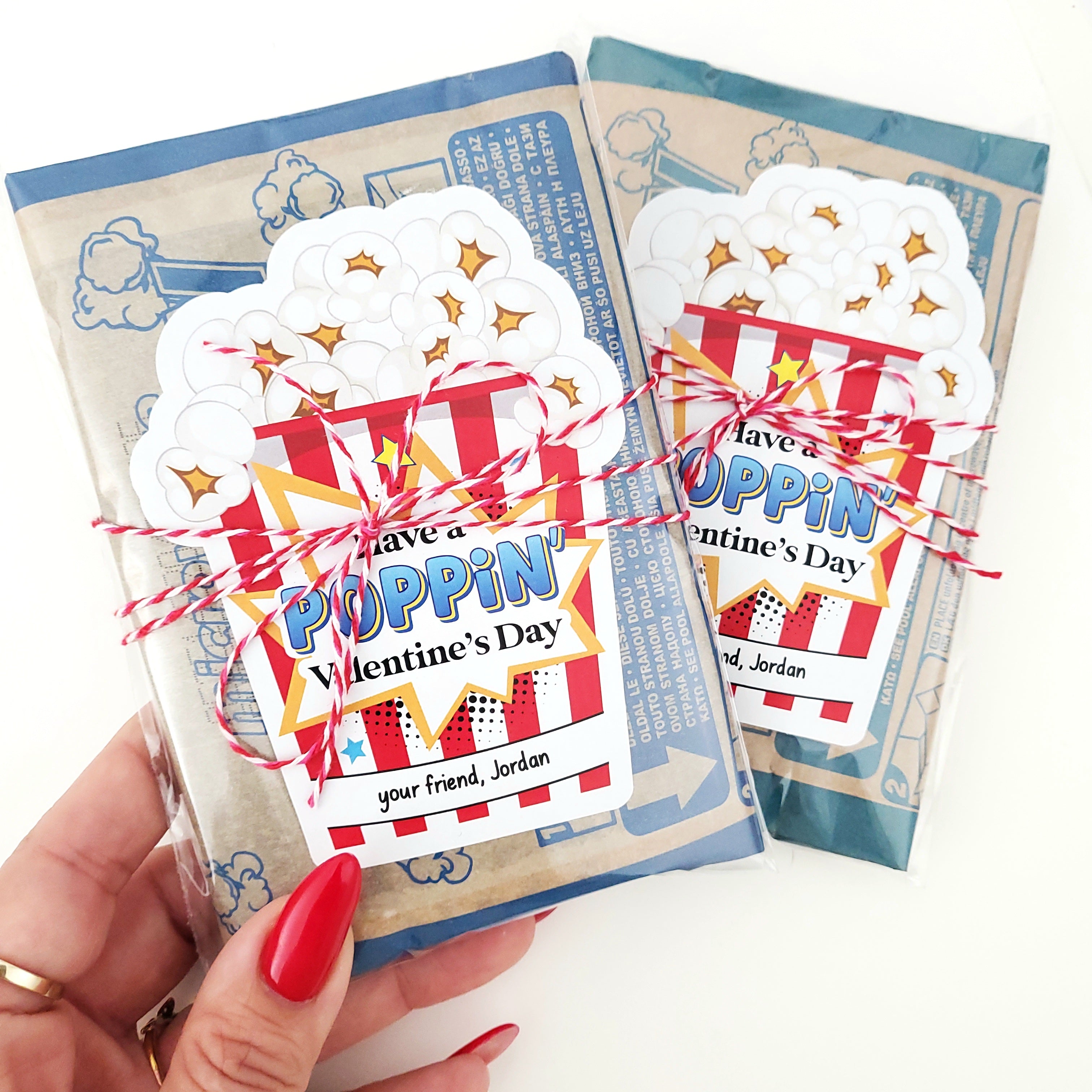 Custom Personalized Kids Valentine Popcorn Stickers - XOXOKristen